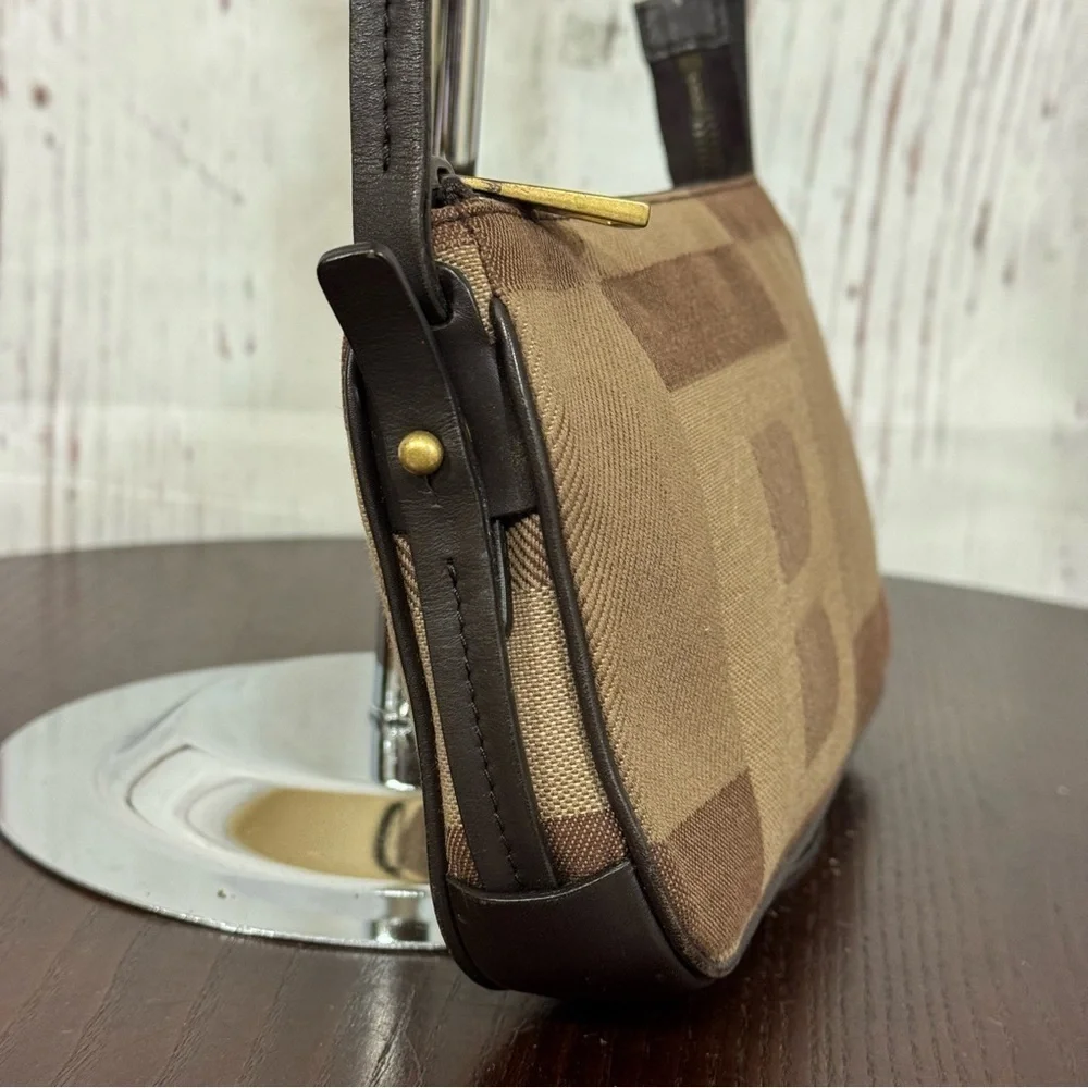BALLY Monogram Brown textile & leather shoulder crossbody pochette mini Bag y2k